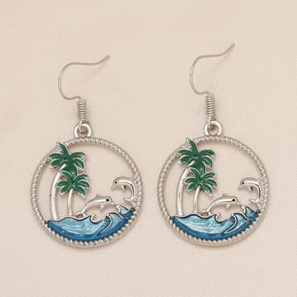 🔴 CLEARANCE NWT 🐬 HYPOALLERGENIC ECO-FRIENDLY ZINC ALLOY DOLPHIN BEACH EARRINGS - Picture 4 of 9
